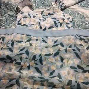 Light Blue Floral One-Piece Swimsuit with Yellow Accents With Cover Up